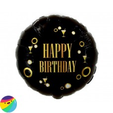 Folija balon - Happy Birthday Črno Zlata Zabava Črn Folija balon - Happy Birthday Črno Zlata Zabava Črn